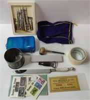 Misc Lot Incl Stamps, Fishing Lures, Darts,
