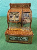 Vintage Uncle Sam 3 Coin Cash Register Metal Bank