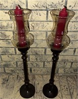 2 Tall Candle Holder W Candles