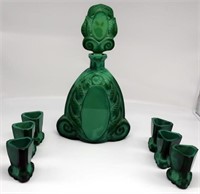 Art Deco Czech malachite glass decanter