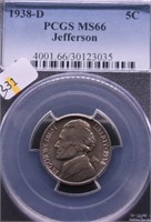 1938 D PCGS MS66 JEFFERSON NICKEL