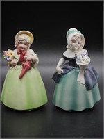 (2) Vintage Ceramic Figurines, Ladies w/ Flowers