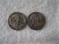 2 Silver Franklin Half Dollars 1960 & 1963