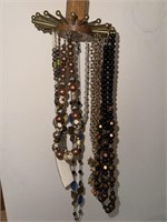 Lot Of Vintage Necklaces & Holder