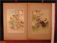 Lot of two Japanese water color prints