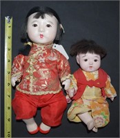 (2) Vtg Chinese Baby Dolls 10.5" & 7.5" tall