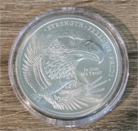 One Ounce Silver Round: Flag/ Eagle