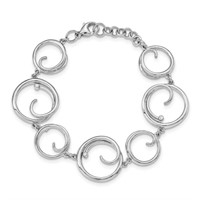 Sterling Silver Diamond Swirl Bracelet