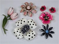 Vintage Floral Brooches: Pin & Clip-on Earrings