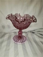 Nice Pink Fenton Footed Crimped Bowl