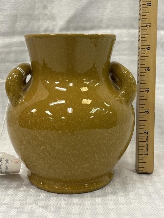 Seldon Bybee pottery handle vase in uranium glaze.