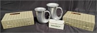 Group of pewter horn beer stein, Asian Healthy