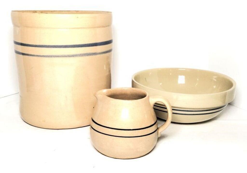 Stoneware Crock,  Bowl & Pitcher