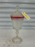 Cut glass candy dish with lid 16"