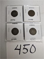 Lot of 4 - V Nickels