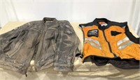 Leather Bike Jacket, Florescent MIL-SPEC Safety