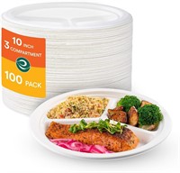 NEW $39 Disposable Bagasse Paper Plates 100 Count