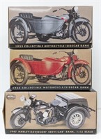 3 Harley-Davidson Die-Cast Motorcycle Banks