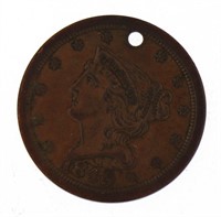 1849 Braided Hair Copper Half Cent  *Holed