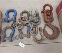 lot of clevis hook and rigging shackles