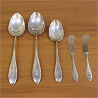 Antique Sterling Silver Flatware Serving Pieces Se