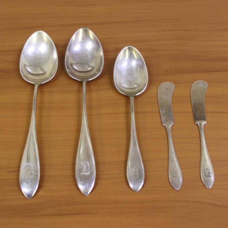 Antique Sterling Silver Flatware Serving Pieces Se