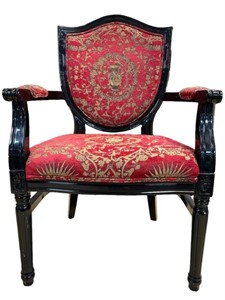 FRENCH LOUIS XVI LACQUERED FAUTEUIL SIDE CHAIR 40"