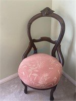 Antique Hoop Back Chair w/ Pink Upholstered Seat