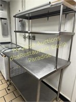 Stainless Steel Workstation with Double Overshelf