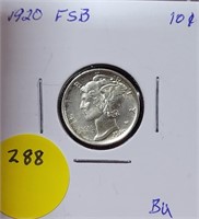 1920 BU MERCURY DIME - FULL SPLIT BANDS