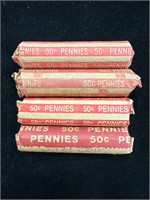 Lot of Four Unsearched Rolls of Wheat Pennies