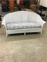Nice Wicker Sofa With Upholstered Seat Cushion