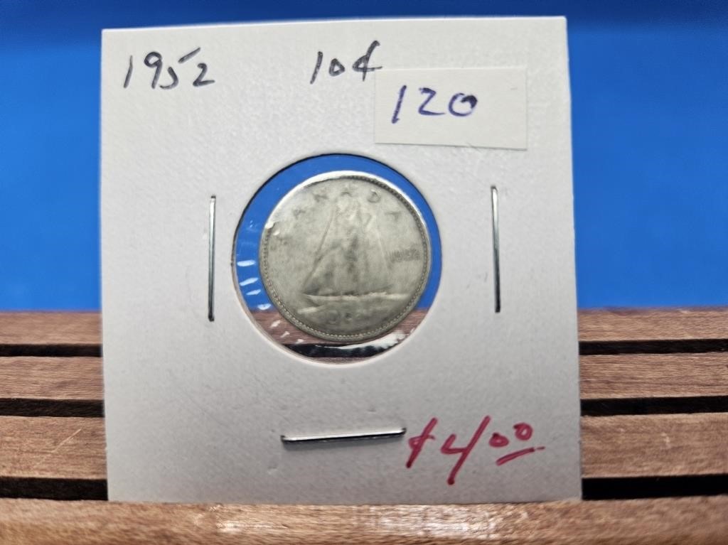 1-1952 SILVER TEN CENT COIN