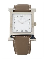 Hermes Heure H White Dial Quartz Ss Watch 30mm