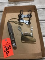 vintage hooks, multi knife, hunting knife
