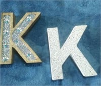 TWO LARGE K SIGNS WOOD AND BLING & PHONE CASE