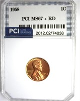 1958 Cent MS67+ RD LISTS $7500