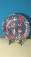 Patriotic round glass platter 12 in