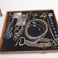 VERY NICE LOT OF BLUE STONE COSTUME JEWELRY SOME