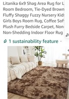 NEW...6' x 9'  Fluffy Shaggy Tie-Dyed Brown  Area