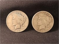 (2) 1922 Peace Silver Dollars-Rougher condition