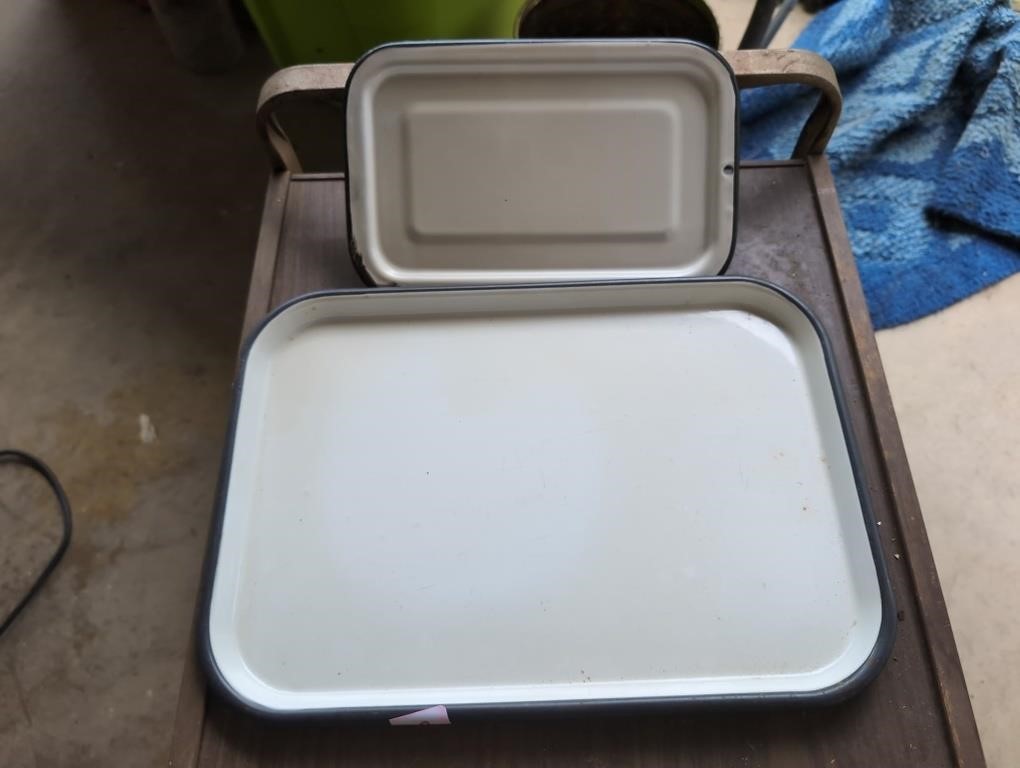 Enamel black trim tray and misc lid