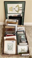 Large flat of picture frames and small art