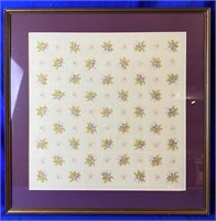 Framed Vintage Fabric -flowers And Butterflies