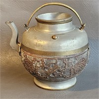 Pewter & Brass Asian Tea Pot / Sake Warmer