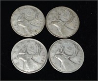 4pcs CAD Silver .25c 1940/41/42/43
