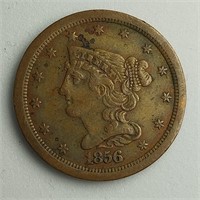 1856 U.S. Braided Hair Half Cent XF