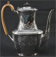 Antique Atkin Bros Silverplate Teapot, Wood Handle