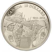 2014 $10 D-Day, 70th Anniversary - Pure Silver Coi