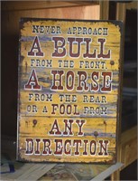 HORSE, BULL TIN COLLECTOR SIGN ! -D-2